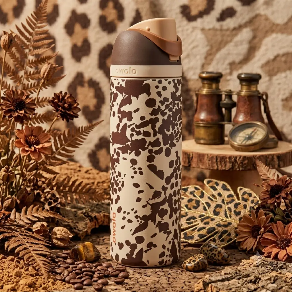 Owala FreeSip 24oz Extreme-Cold Vacuum Flask, Limited Rare Edition Cowgirl Core Western Pattern Matte Stainless Steel Sports Gym Bottle