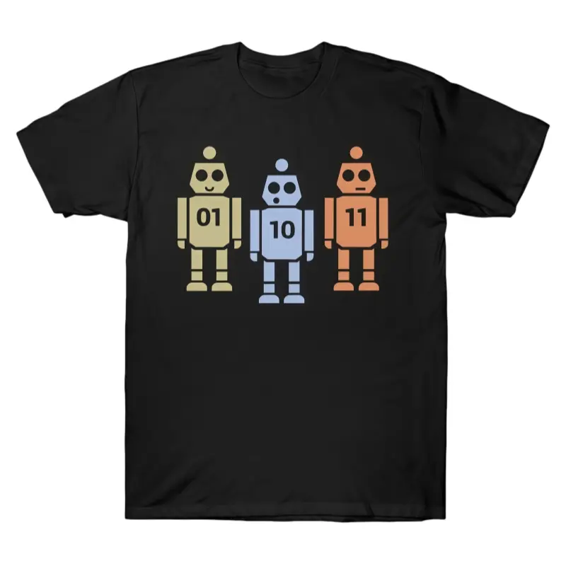 Vinyl Funny programmer robot design 01 10 11 Christian Hubicki Survivor robot Graphic T-Shirt Streetwear Holiday Wear y2k cotton fashion Streetwear Lover Gift Top Trending