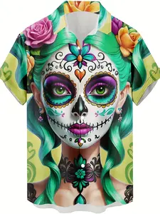 Men's Casual Hip-Hop Rock Streetwear Hawaiian Shirt with 3D Printed Beautiful Elf Pattern