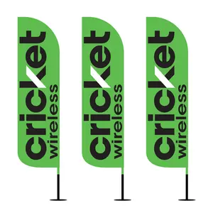 12ft Tall Cricket Wireless Advertising Feather Flags (Pack of 3) Hardware Not Included