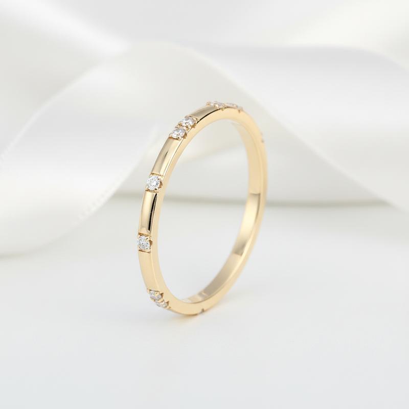 14k Yellow Diamond Option Stackable Wedding Band