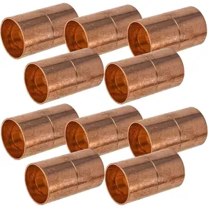 10-Pack 1/2-Inch Copper Coupling with (Roll or Dimple), C x C Sweat Connection, Certified Safe (CWCR0012-10P)