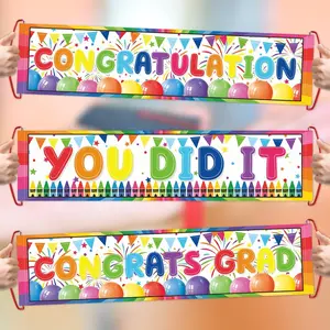 3Pcs Hold in Hand Congratulations Banner Graduation Decorations Congrats Grad Banner Well Done We Are So Proud of You You Did It Photo Props Supplies for Graduation Decorations 2026 Photo Booth Props for 2026 Graduation Party Decorations