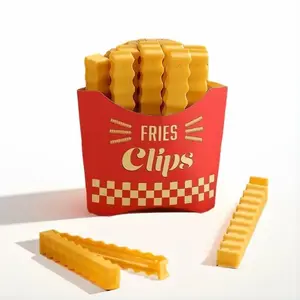 12pcs Cute French Fries Sealing Clip With Storage Box Utensils Kitchen Plastic Reusable