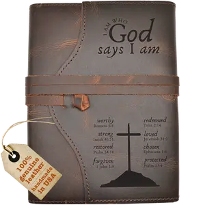 Bible Journal with Genuine Leather by Waymaker Leather Made in USA Refillable Bible Study Notebook Prayer Journal for Men & Women Christian Notebook Scripture Journal for Women Christian Gifts For Men