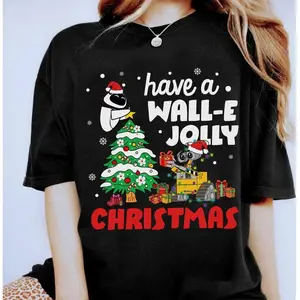 Delivered after Christmas-Delivered after Christmas-Wall-E and Eve Have A Jolly Christmas T-Shirt, Wall-E Xmas Tee, Christmas Family Matching Shirt, Magic Kingdom Shirt