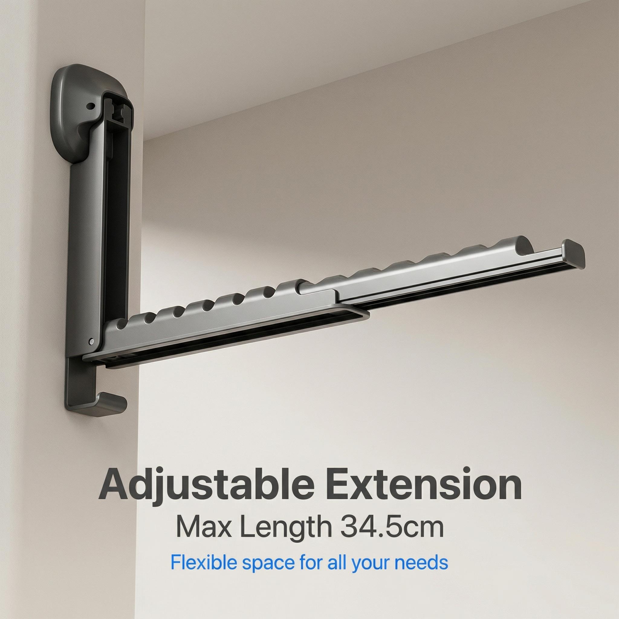 Retractable Suction Cup Clothes Drying Rack, No Drill Wall Mounted Laundry Hanger, Space Saving Foldable Clothes Holder for Laundry Room/Balcony