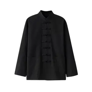 PlusSizeMen'sTangSuitLongSleeveYouthTraditionalChineseHanfuRetroEthnicClothingShirtTeaSuitMartialArtsTop