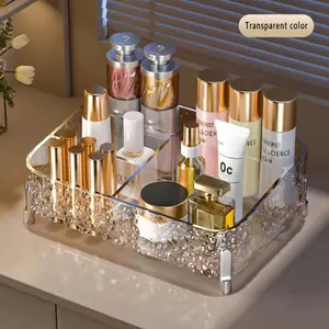 Luxury Water Ripple Cosmetic Storage Box, Cosmetics Organizer Storage, Large Capacity Skincare Organizer, Desktop Perfume Lipstick Mask Holder, Multi-Use Rack, Multi Compartment Design