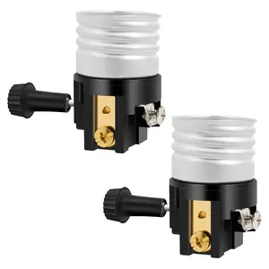 UL Listed E26 Light Socket ，Baocuz Lamp Socket Replacement with ON/Off Switch Knob，Lamp Parts Repair Parts for Table Lamp, Floor Lamp （2 Pack）