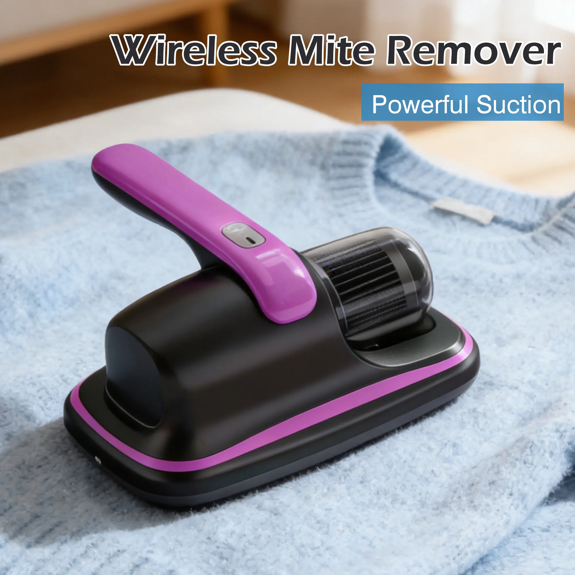 1 Count Dust Removal Device, Purple, Handheld Vacuum Cleaner with Ultraviolet Lamp, Large Suction Power Small Vacuum Cleaner for Removing Dust, Pet Hair, and More