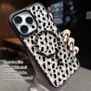 Leopard Print Magnetic Ring Case, Ultra Transparent Acrylic Anti-Drop Phone Cover, Compatible with Samsung Galaxy a Series