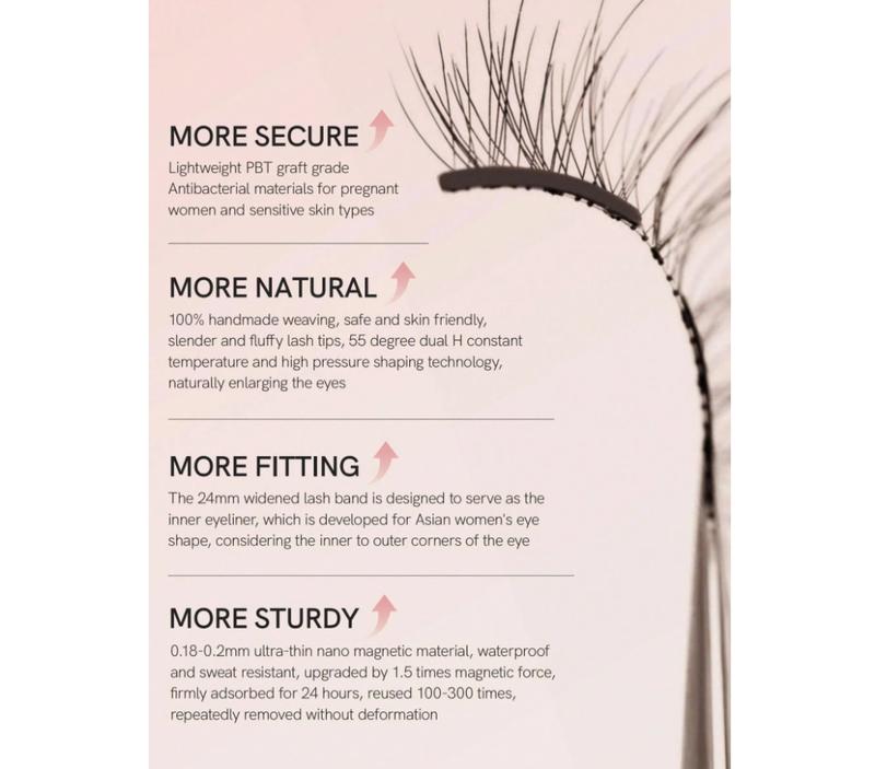 Suit For Natural Makeup Soft Magnetic Eyelashes All-In-One Kitwith Applicator, Reusable Magnetic Lashes WithoutEyeliner, Glue-Free False Lashes, Waterproof. Lightweight