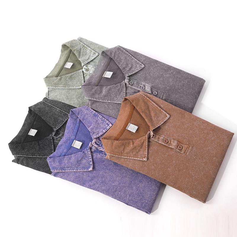 TOOTD Premium — Heavyweight 13 oz washed short-sleeve polo shirt (sizes 42–50), 100% cotton, men’s summer apparel