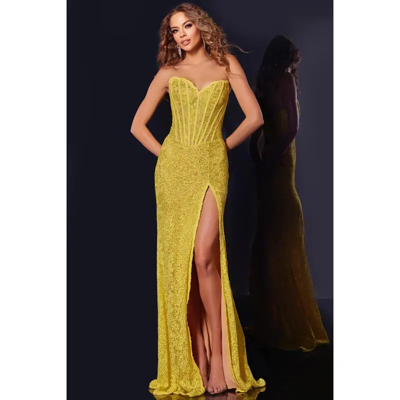 strapless open back dress Jovani 63349 Size 24 PEACH Mermaid Prom Dress Sequin – Glass Slipper Formals