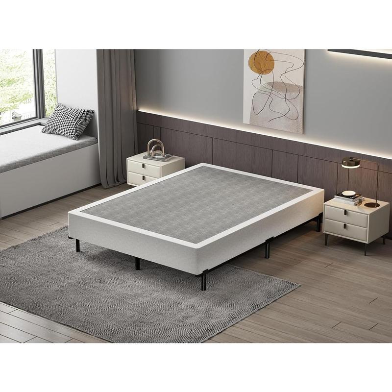 Box Spring 9 Inch High Profile Black Heavy Duty Metal Mattress Foundation with Fabric Cover,Easy Assembly,Non-Slip & Noise-Free