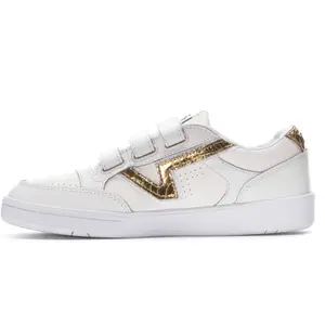 Vans White Velcro Sneakers Men 8.5 Women 10 Gold Detail Brand New No Box