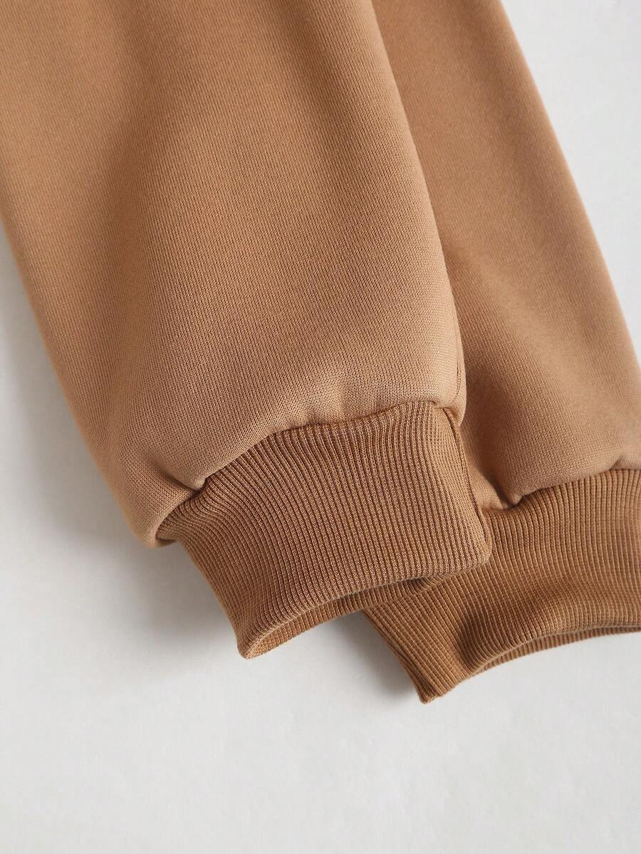 MISTY CHIC Corset-Style Hooded Sweatshirt And Wide Leg Sweatpants Set, Full-Zip Drawstring Design With Elastic Waist, Casual Streetwear Vibe, Ideal For Loungewear, Errands, Mix-And-Match Outfits And Trendy Everyday Streetwear