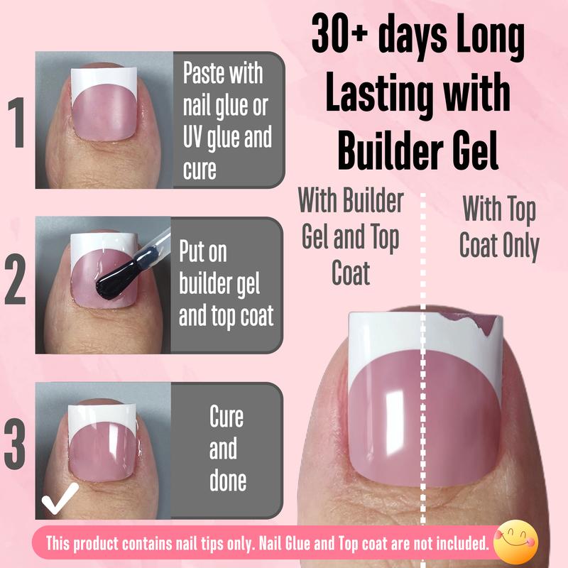 MUTIOVO French Tip Toe Nail Tips Press on Sharp Square Pre-Designed Soft Gel False Toenail Extension BERRY PINK Pre-applied Tip Primer Base Coat Full Cover Acrylic for DIY x 15 Sizes 240 pcs NO GLUE TOP COAT AND LAMP INCLUDED - Outdoorfun