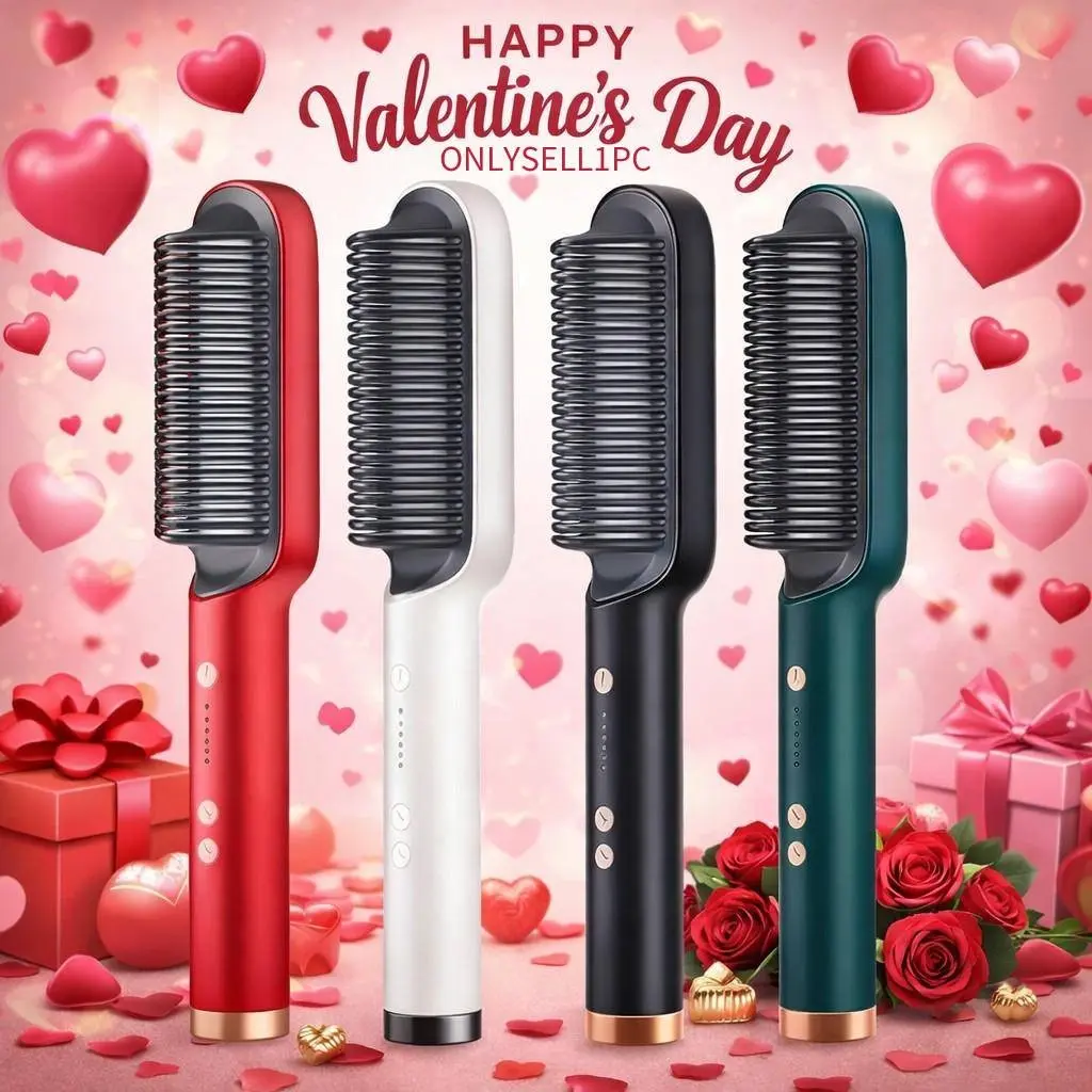 Electric Hair Straightener Brush, Durable Smooth Silky Straight Hair Straightening Comb with Straightening Bristles, Hair Styling Tool for Home and Salon Use, Heated Comb Straightener, Thermal Straightening Brush, Styling Hair Tools