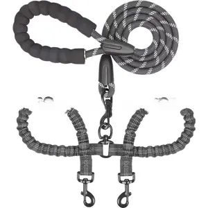 Retractable double-dog leash for medium and large dogs, suitable for outdoor dog walking