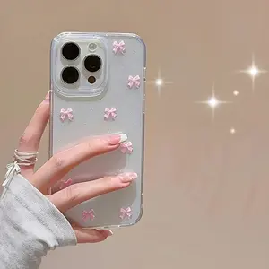 iPhone 16 15 14 13 12 Pro Max Plus MiNi 11 XR Japanese Cute Korean Girl Transparent Soft Cover New Hardened Glitter Phone Case Protection Protective