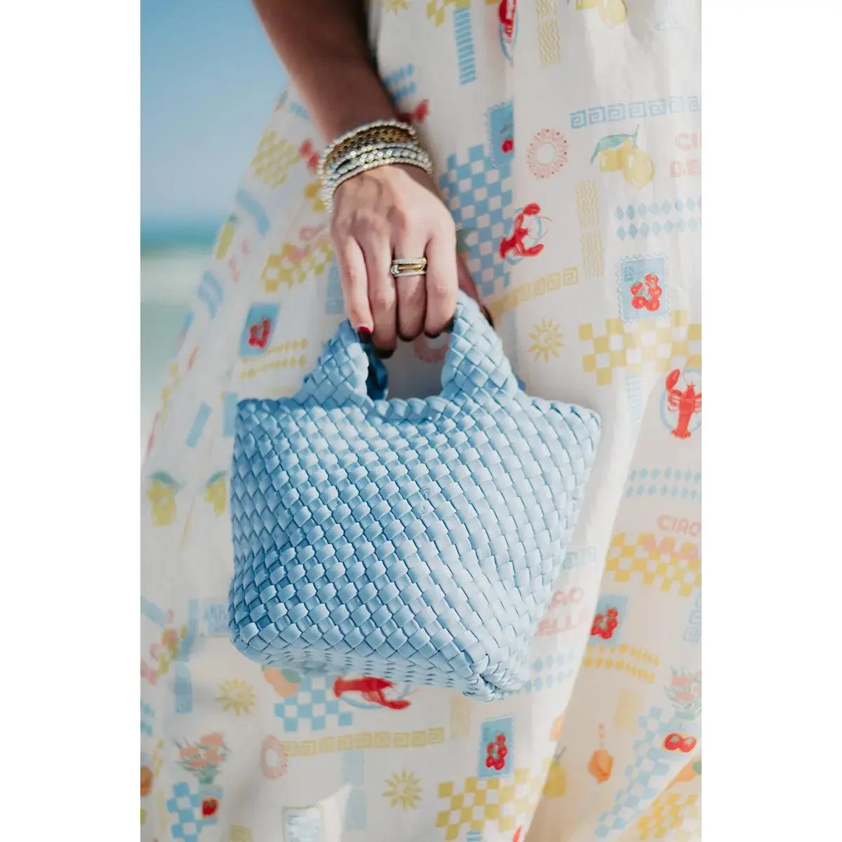 Light Blue Neoprene Bucket Bag