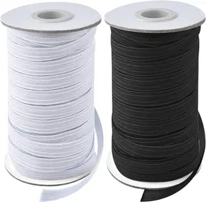 Coopay 40 Yards Length 1/2" Width Elastic Bands Flat Elastic Cord Rope Heavy Stretch Spool Knit for Sewing DIY Projects, Arts & Crafts, 2 Rolls, 20 Yards/Roll (Black and White, 1/2 Inch)