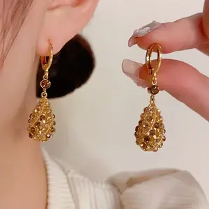 LisiZen Brown Zircon Water Drop Earrings for Women, Sparkling Luxury Chic Jewelry, Elegant Statement Dangles 2025 DZEH3368