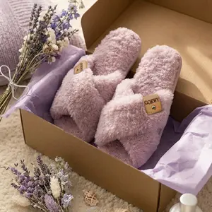 Fuzzy Open Toe Slippers for Women Indoor & Outdoor Memory Foam Cozy Cross Band Soft House Shoes Slip On Gifts for Mom Her Ladies Bridesmaid - Footwear, Girl