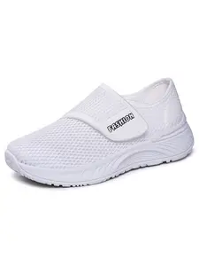 Women's Plaid Lazy Velcro Summer Walking Shoes - Round Toe, Suitable for All Seasons, Athletic Walking Shoes, Breathable Lightweight Footwear