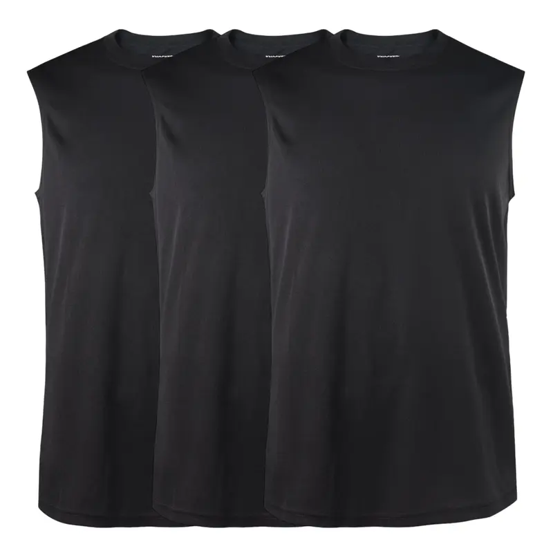 Men's 3-Pack Polyester Tanks - Quick Dry, Moisture Wicking, Breathable A-Shirts for Gym Workout, Solid Colors, Clean Look, S-3XL Basic Regular Big & Tall Activewear Menswear, Polyester Men's Tanks