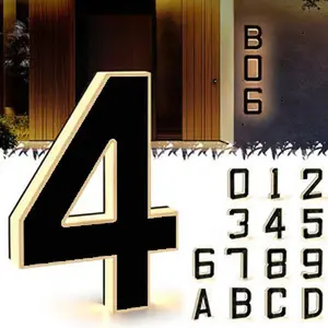 Solar Lighted House Numbers Waterproof LED Address Signs for Outside Modern House Numbers with Large Personalization Options,Decorate your door number, DIY personalisation.Modern Farmhouse Illuminated Sign illuminate exterior