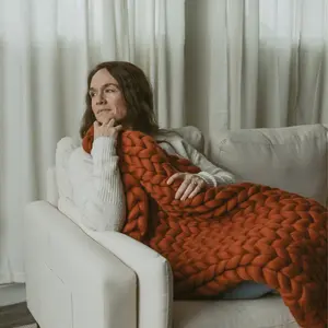 Jumbo Natural Merino Wool Chunky Knit Blanket Chunky knit blanket, Giant Knit Blanket Chunky Wool Throw, 100% Merino Wool Throw Blanket