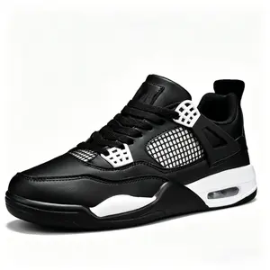 Classic Black White Air Cushion Basketball Shoes, Non-Slip Cushioned Athletic Sneakers for Men Women, Fashion Retro Style Breathable Trainers for Daily & Sports