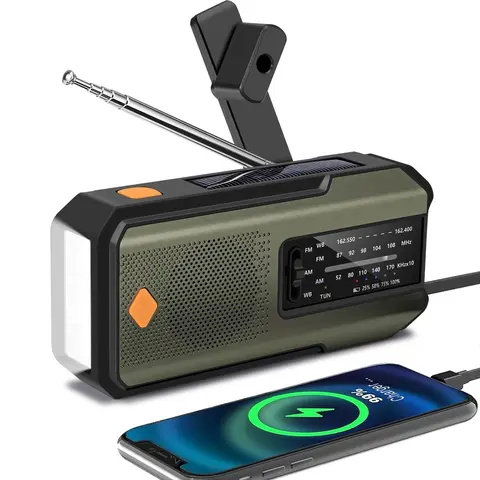Emergency Hand Crank Radio, Portable Survival Radio, Battery Radio Emergency, AM/FM/NOAA Portable Weather Radio with Phone Charger, Solar Powered USB Charged Radio for Indoor Outdoor Camping, SOS Alarm