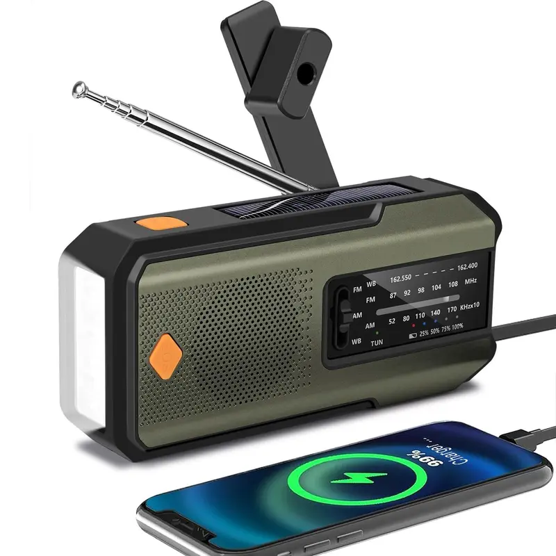 Emergency Hand Crank Radio, Portable Survival Radio, Battery Radio Emergency, AM/FM/NOAA Portable Weather Radio with Phone Charger, Solar Powered USB Charged Radio for Indoor Outdoor Camping, SOS Alarm