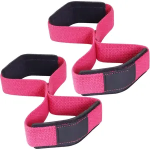 Weight Lifting Straps Padded Figure 8 Wrist Support Gym Wraps Men Women Fitness Bodybuilding Double Loop Workout Heavy  Powerlifting Dumbbell Squats Pull Up Grip