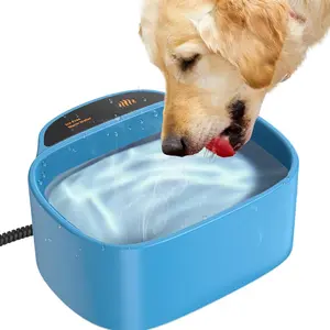 EVERBETTERUS Heated Water Bowl Automatic Dog Waterer Blue Heated Dog Bowl with Auto Fill Water Waterer with Heater for Dogs, Cats, Chickens, Feral Animals, 2.5 L