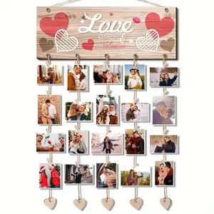 Wooden Photo Clip, Hanging Photo Clip, Romantic Hanging Love Ornaments, Wall Art Decor for Home Living Room Bedroom, Frames, Home Decor Accessory