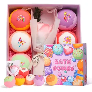 Bath Bombs Rose Gift for Women Home Spa, 6pcs Bath Additive Handmade Bubble Bath Fizzes Rich in Essential Oils Self Care, Gifts for Mother's Day and Christmas, Perfect for Wife, Girlfriend, Mother on Birthday, Anniversary, Travel Essentials