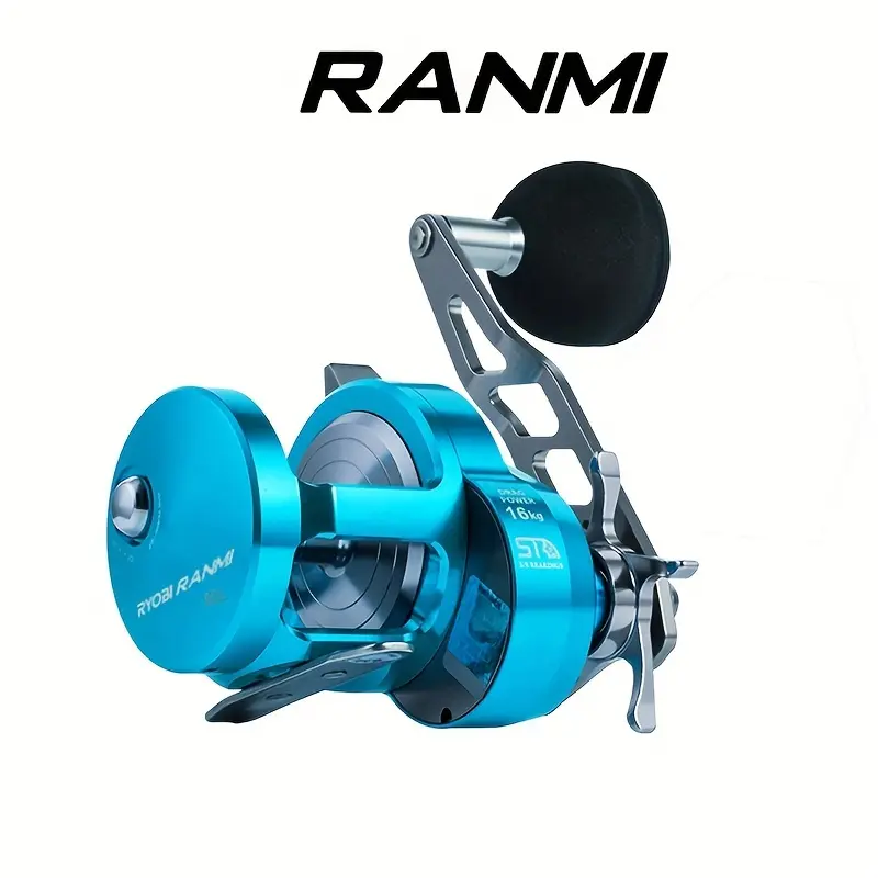 Ranmi Slow Jigging Wheel Max Drag 16kg, 8+1bb Metal Bearings, Boat Saltwater Round Baitcasting Fishing Reel, Durable Design, Saltwater Casting Reels Fishing Equipment