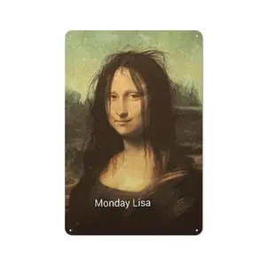 "Monday Lisa" Meme Metal Tin Sign - Relatable Work Humor Wall Art for Offices