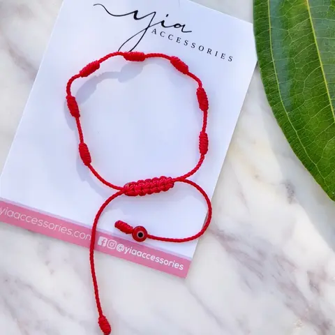 7 Nudos Red String Bracelet, Protection Amulet with Evil Eyes, Fashion Costume Jewelry Bracelet