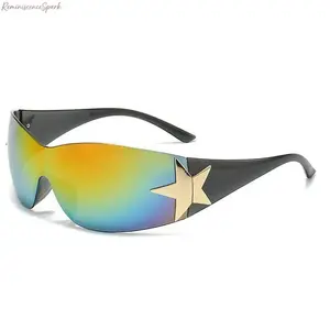 Y2K Rimless Punk Sunglasses for Women, Stylish Goggle-Inspired Design with Polycarbonate UV400 Protective Lenses, Clear Vision Lightweight Frame, Trendy Unique Fashion Eyewear Perfect for Cycling, Sports & Outdoor Daily Leisure