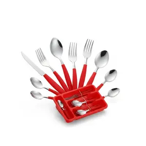 25-Piece Elegant Steak Cutlery Set: Stainless Steel Knives, Forks, Spoons with Angled Handles in Gift Box