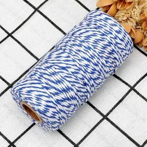 328 Feet Blue Bakers Twine,Cotton Crafts Christmas Holiday Twine,Dark Blue & White String