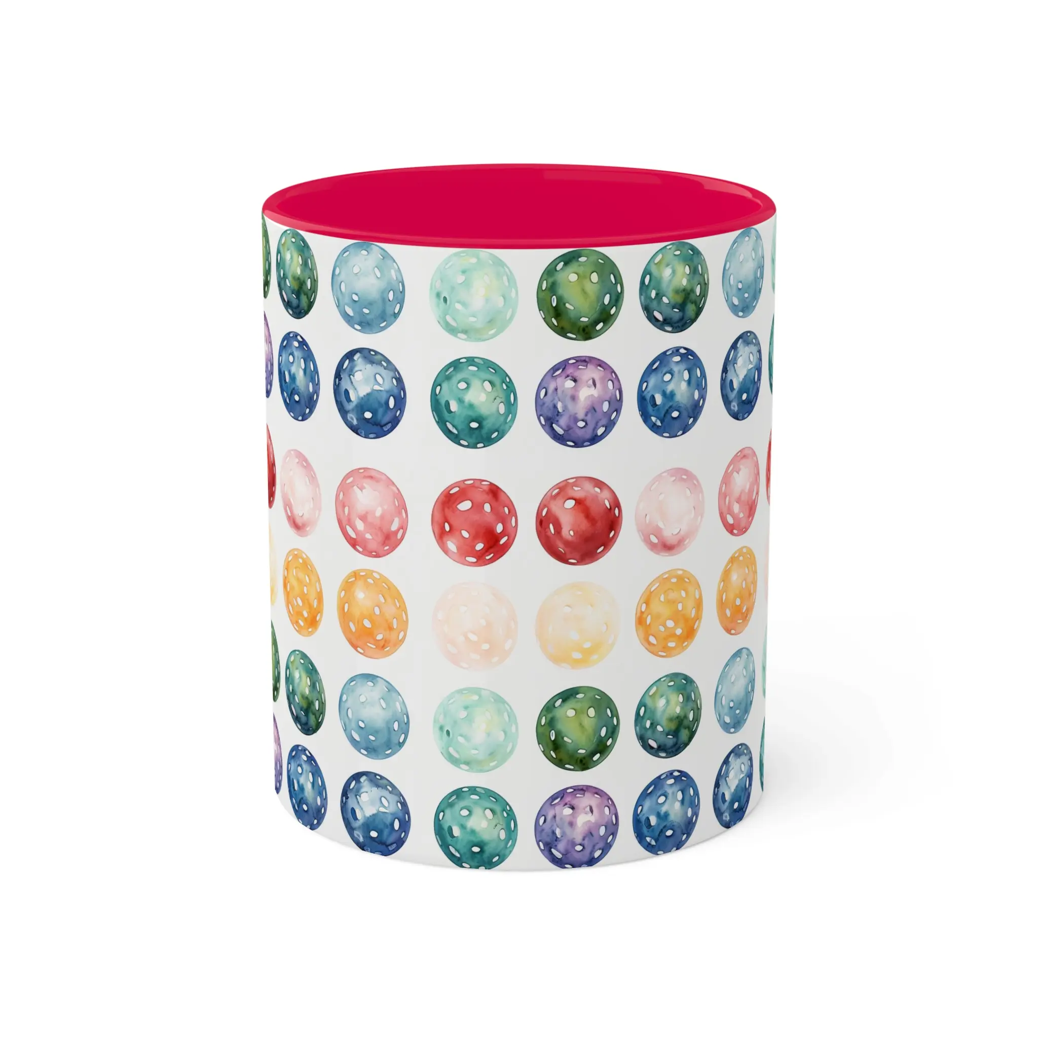 Watercolor Pickleballs Mug, Colorful Ceramic Cup for Pickleball Fans, Fun Drinkware, Pickleball Player Gift, Kitchen Decor, Unique Coffee accent mug