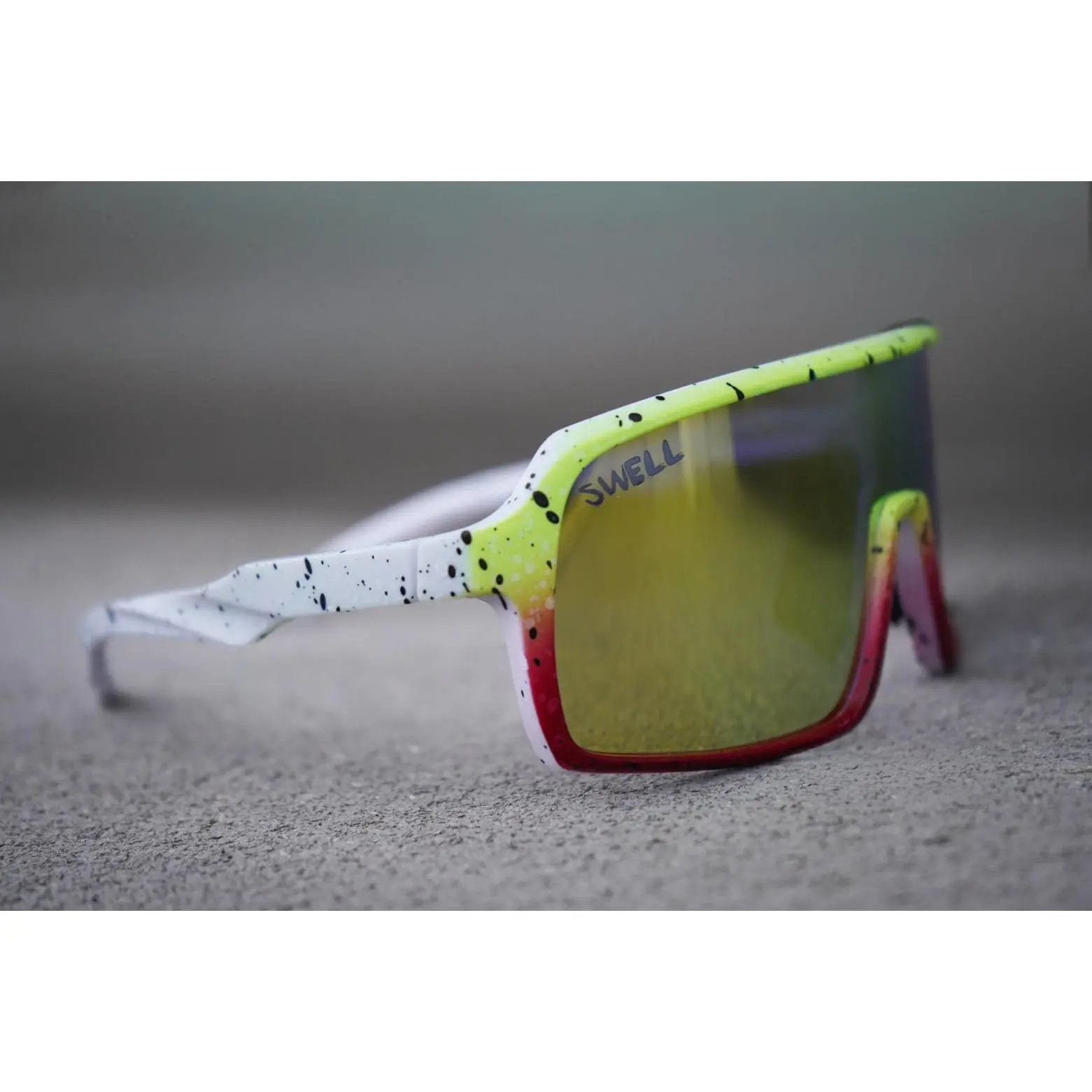 Adult yellow & red speckled polarized cobra glasses