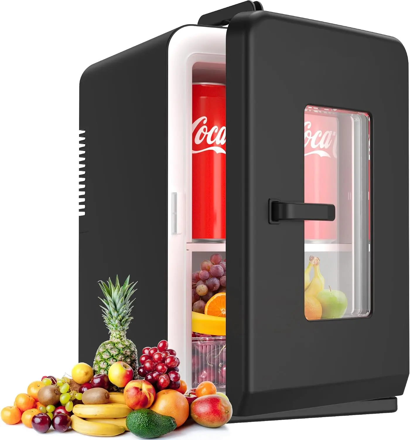 15L Portable Mini Fridge - AC/DC Power Thermoelectric Cooler & Warmer for Bedroom, Office, Car - Stores 21 Cans, Drinks, Food, Cosmetics